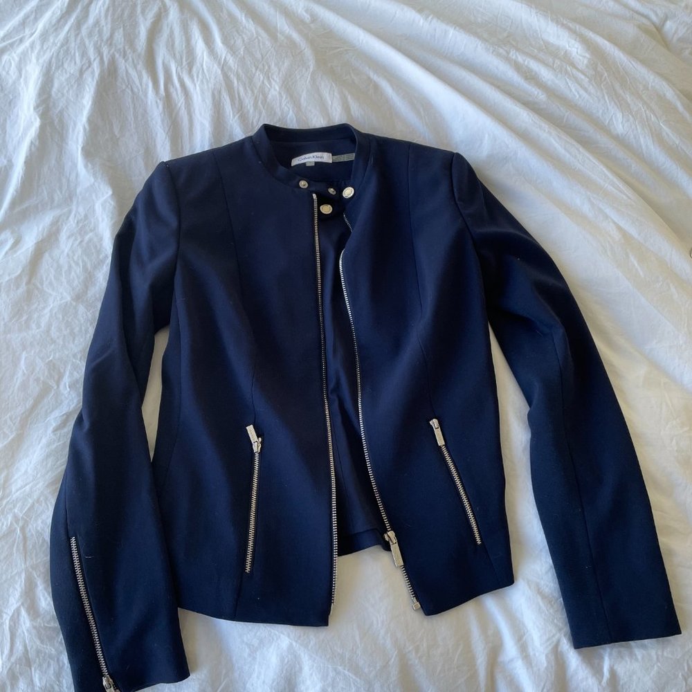 Navy Calvin Klein Lux Jacket with POCKETS!